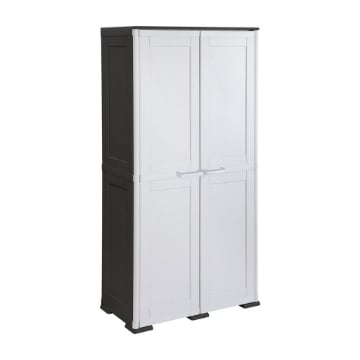 ARMADIO 2 ANTE 79X43X164 CM CON 6 VANI INTERNI E POMELLI QUADRATI NERO/GRIGIO – MOBILE ALTO ORGANIZZAZIONE CASA