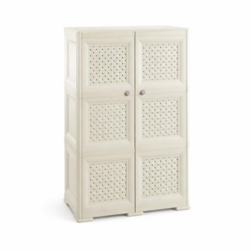 ARMADIO 3 MODULI ANGORA 79X43X125 CM CON ANTA TRAFORATA – CONTENITORE VERTICALE SALVASPAZIO PER ZONA GIORNO