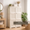 ARMADIO 3 MODULI ANGORA 79X43X125 CM CON ANTA TRAFORATA – CONTENITORE VERTICALE SALVASPAZIO PER ZONA GIORNO