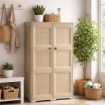 ARMADIO 3 MODULI TALPA 79X43X125 CM CON ANTA TRAFORATA – MOBILE VERTICALE CONTENITORE PER ZONA LIVING E INGRESSO