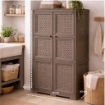 ARMADIO 3 MODULI WENGÉ 79X43X125 CM CON ANTA TRAFORATA – MOBILE ALTO SALVASPAZIO PER ZONA GIORNO E BALCONE