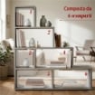 SCAFFALE A LIBRERIA DI DESIGN A SCALA L IN LEGNO DIMENSIONI 144X150X38 CM, COLORE CEMENTO