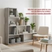 SCAFFALE A LIBRERIA DI DESIGN A SCALA L IN LEGNO DIMENSIONI 144X150X38 CM, COLORE CEMENTO