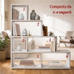 SCAFFALE A LIBRERIA DI DESIGN A SCALA L IN LEGNO DIMENSIONI 144X150X38 CM, COLORE OSSIDO BIANCO