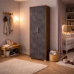ARMADI DA ARREDO CON 2 ANTE DIMENSIONI 199X71X41 CM COLORE NOCE E OSSIDO NERO