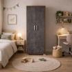 ARMADI DA ARREDO CON 2 ANTE DIMENSIONI 199X71X41 CM COLORE NOCE E OSSIDO NERO