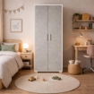 ARMADI DA ARREDO CON 2 ANTE DIMENSIONI 199X71X41 CM COLORE OSSIDO BIANCO E CEMENTO