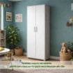 ARMADI DA ARREDO CON 2 ANTE DIMENSIONI 199X71X41 CM COLORE CEMENTO E OSSIDO BIANCO