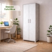 ARMADI DA ARREDO CON 2 ANTE DIMENSIONI 199X71X41 CM COLORE CEMENTO E OSSIDO BIANCO
