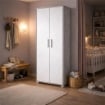 ARMADI DA ARREDO CON 2 ANTE DIMENSIONI 199X71X41 CM COLORE CEMENTO E OSSIDO BIANCO