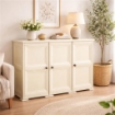 ARMADIO 3 ANTE ANGORA 118X43X85,5 CM CON PUNTALI E ANTE EFFETTO LEGNO – MOBILE CONTENITORE MULTIUSO PER SALOTTO E BALCONE COPERTO
