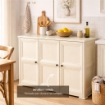 ARMADIO 3 ANTE ANGORA 118X43X85,5 CM CON PUNTALI E ANTE EFFETTO LEGNO – MOBILE CONTENITORE MULTIUSO PER SALOTTO E BALCONE COPERTO