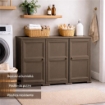 ARMADIO 3 ANTE WENGÉ 118X43X85,5 CM CON PUNTALI E ANTE EFFETTO LEGNO – MOBILE CONTENITORE MULTIUSO PER SALOTTO E BALCONE COPERTO