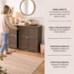 ARMADIO 3 ANTE WENGÉ 118X43X85,5 CM CON PUNTALI E ANTE EFFETTO LEGNO – MOBILE CONTENITORE MULTIUSO PER SALOTTO E BALCONE COPERTO