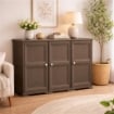 ARMADIO 3 ANTE WENGÉ 118X43X85,5 CM CON PUNTALI E ANTE EFFETTO LEGNO – MOBILE CONTENITORE MULTIUSO PER SALOTTO E BALCONE COPERTO