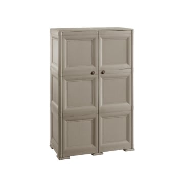 ARMADIO 2 ANTE TAUPE 79X43X125 CM CON 6 SCOMPARTI – MOBILE ALTO ORGANIZZAZIONE CASA PER INGRESSO E ZONA GIORNO