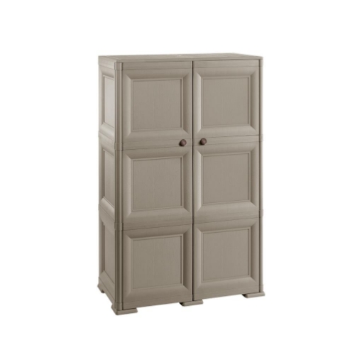 ARMADIO 2 ANTE TAUPE 79X43X125 CM CON 6 SCOMPARTI – MOBILE ALTO ORGANIZZAZIONE CASA PER INGRESSO E ZONA GIORNO