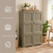 ARMADIO 2 ANTE TAUPE 79X43X125 CM CON 6 SCOMPARTI – MOBILE ALTO ORGANIZZAZIONE CASA PER INGRESSO E ZONA GIORNO