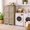 ARMADIO 2 ANTE TAUPE 79X43X125 CM CON 6 SCOMPARTI – MOBILE ALTO ORGANIZZAZIONE CASA PER INGRESSO E ZONA GIORNO