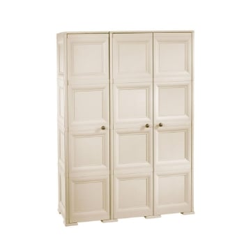 ARMADIO 3 ANTE ANGORA 118X43X164 CM CON PUNTALI E ANTE EFFETTO LEGNO, MOBILE ALTO SALVASPAZIO PER ZONA GIORNO E INGRESSO