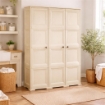 ARMADIO 3 ANTE ANGORA 118X43X164 CM CON PUNTALI E ANTE EFFETTO LEGNO, MOBILE ALTO SALVASPAZIO PER ZONA GIORNO E INGRESSO