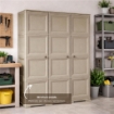 ARMADIO 3 ANTE TALPA 118X43X164 CM CON PUNTALI E ANTE EFFETTO LEGNO – MOBILE ALTO CONTENITORE PER ORGANIZZAZIONE CASA