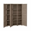 ARMADIO 3 ANTE WENGÉ 118X43X164 CM CON PUNTALI E ANTE EFFETTO LEGNO, MOBILE CONTENITORE ALTO PER ZONA GIORNO E BALCONE COPERTO
