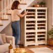 SCAFFALE PORTABOTTIGLIE PER 72 BOTTIGLIE 79X42,5X125 CM – CANTINETTA MODERNA A VISTA SENZA ANTE, MOBILE VINO MODULARE OMNIMODUS