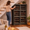 SCAFFALE PORTABOTTIGLIE PER 72 BOTTIGLIE 79X42,5X125 CM – CANTINETTA MODERNA A VISTA SENZA ANTE, MOBILE VINO MODULARE OMNIMODUS
