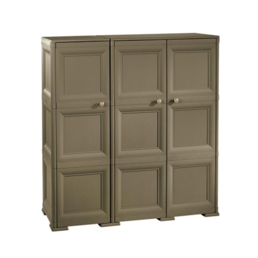 ARMADIO 3 ANTE WENGÉ 118X43X125 CM CON PUNTALI, SOLUZIONE ORGANIZZAZIONE CASA SALVASPAZIO PER ZONA GIORNO E INGRESSO