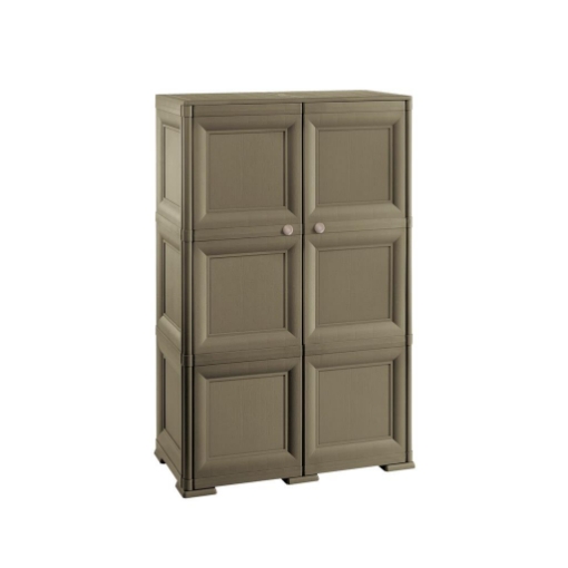 ARMADIO WENGÉ 2 ANTE 79X43X125 CM CON 6 SCOMPARTI – MOBILE CONTENITORE VERTICALE SALVASPAZIO PER INGRESSO E ZONA GIORNO