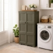 ARMADIO WENGÉ 2 ANTE 79X43X125 CM CON 6 SCOMPARTI – MOBILE CONTENITORE VERTICALE SALVASPAZIO PER INGRESSO E ZONA GIORNO