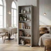 LIBRERIA A GIORNO DA ARREDO IN LEGNO CON 5 RIPIANI 182X71X41 CM COLORE CEMENTO