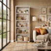 LIBRERIA A GIORNO DA ARREDO IN LEGNO CON 5 RIPIANI 182X71X41 CM COLORE OSSIDO BIANCO