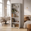 LIBRERIA A GIORNO DA ARREDO IN LEGNO CON 5 RIPIANI 182X71X41 CM COLORE OSSIDO BIANCO