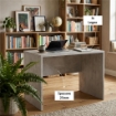 SCRIVANIA RETTANGOLARE MODERNA PER CAMERA DIMENSIONI 76X120X69 CM, COLORE CEMENTO