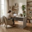 SCRIVANIA RETTANGOLARE MODERNA PER CAMERA DIMENSIONI 76X160X69 CM, COLORE CEMENTO