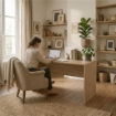 SCRIVANIA RETTANGOLARE MODERNA PER CAMERA DIMENSIONI 76X160X69 CM, COLORE NOCE