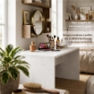SCRIVANIA RETTANGOLARE MODERNA PER CAMERA DIMENSIONI 76X160X69 CM, COLORE OSSIDO BIANCO