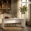 SCRIVANIA RETTANGOLARE MODERNA PER CAMERA DIMENSIONI 76X180X69 CM, COLORE OSSIDO BIANCO