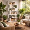 LIBRERIA ALANA CON 6 RIPIANI SFALSATI IN DESIGN MODERNO BIANCA