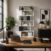 LIBRERIA ALANA CON 6 RIPIANI SFALSATI IN DESIGN MODERNO BIANCA