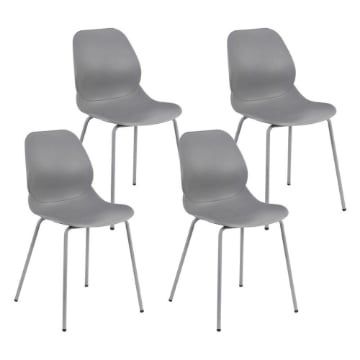 SET 4 SEDIE STOCCARDA IN PLASTICA DI COLORE GRIGIO 46 X 54 X H84 CM