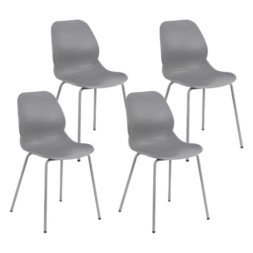 SET 4 SEDIE STOCCARDA IN PLASTICA DI COLORE GRIGIO 46 X 54 X H84 CM