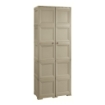 ARMADIO 2 ANTE TAUPE 79X43X203 CM CON 6 SCOMPARTI E VANO PORTASCOPA – MOBILE ALTO ORGANIZZAZIONE CASA PER INGRESSO E LAVANDERIA