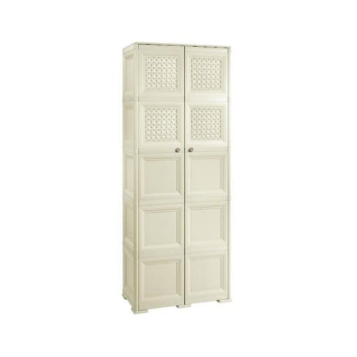 ARMADIO 5 MODULI ANGORA 79X43X203 CM CON 6 ANTE CHIUSE E 4 TRAFORATE – MOBILE ALTO ORGANIZZAZIONE CASA PER ZONA GIORNO E VERANDA