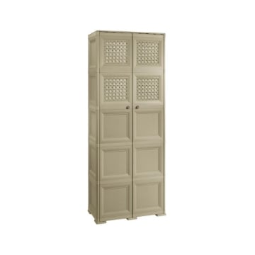 ARMADIO TAUPE 5 MODULI 79X43X203 CM CON 4 ANTE TRAFORATE – MOBILE ALTO ORGANIZZAZIONE CASA PER ZONA GIORNO E INGRESSO