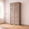 ARMADIO TAUPE 5 MODULI 79X43X203 CM CON 4 ANTE TRAFORATE – MOBILE ALTO ORGANIZZAZIONE CASA PER ZONA GIORNO E INGRESSO