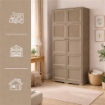 ARMADIO TAUPE 5 MODULI 79X43X203 CM CON 4 ANTE TRAFORATE – MOBILE ALTO ORGANIZZAZIONE CASA PER ZONA GIORNO E INGRESSO