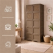 ARMADIO 5 MODULI WENGÉ 79X43X203 CM CON 6 ANTE CHIUSE E 4 TRAFORATE – CONTENITORE VERTICALE SALVASPAZIO PER INGRESSO E AMBIENTI COPERTI